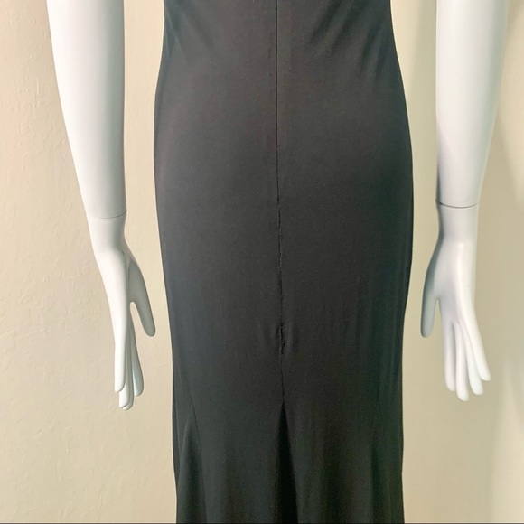 Vintage GUNNE SAX JESSICA MCCLINTOCK Maxi Dress Halter Jersey Black Formal - Picture 15 of 16